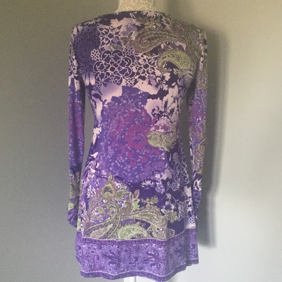 ❤️Closet Clear Out!❤️ Purple Print Dress - Picture 2 of 6